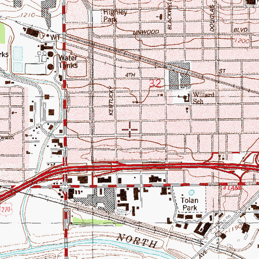 Topographic Map of Century Center Mall, OK