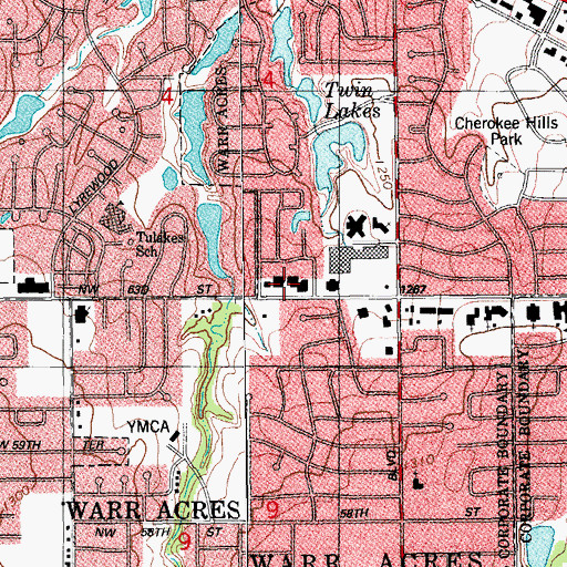 Topographic Map of Edgewater Shopping Center, OK