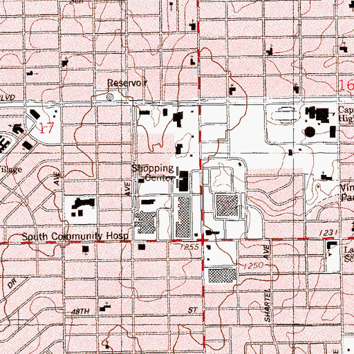 Topographic Map of Esplanade Village, OK