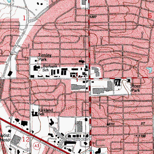 Topographic Map of French Market Mall, OK