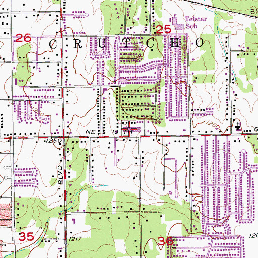 Topographic Map of Greenhaws Shopping Center, OK