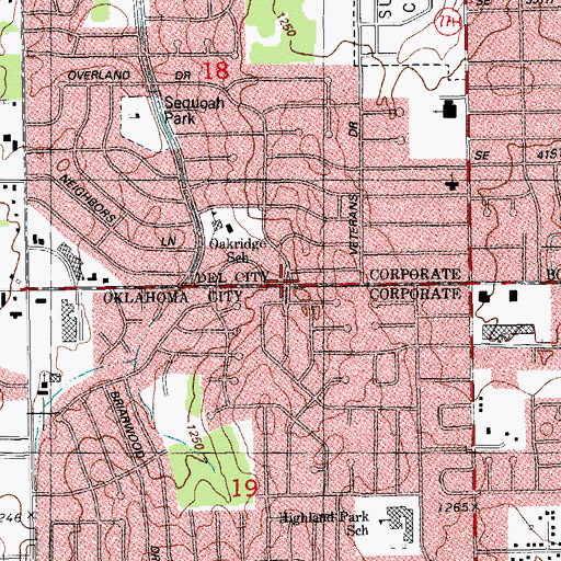 Topographic Map of Hartsdell Shopping Center, OK