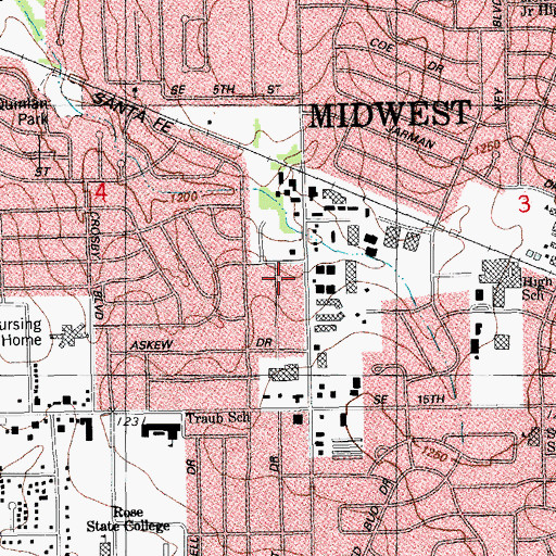 Topographic Map of Holiday Square, OK