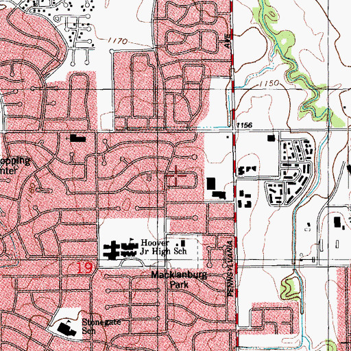 Topographic Map of Hoshall Shopping Center, OK