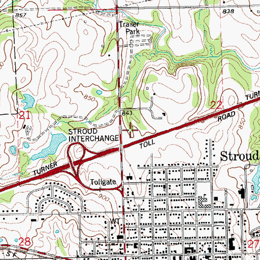 Topographic Map of Tanger Factory Outlet Center, OK