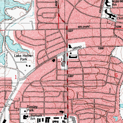 Topographic Map of Lakeside Shops, OK