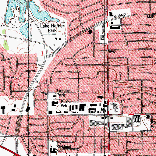 Topographic Map of Lakewood Shopping Center, OK