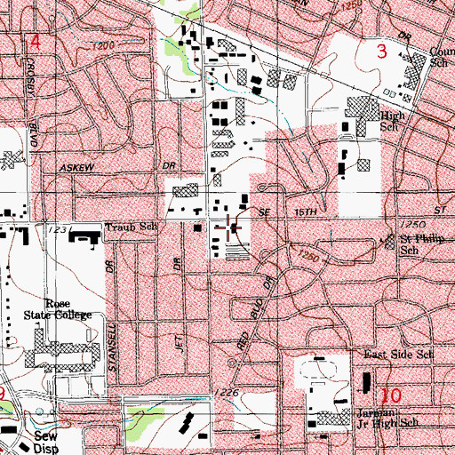 Topographic Map of Lockheed Shopping Center, OK