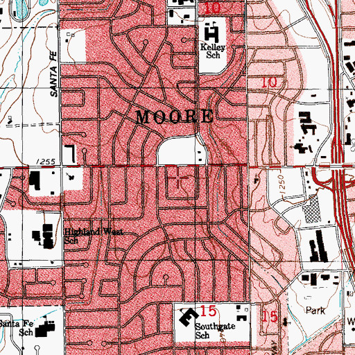 Topographic Map of Malibu Shopping Center, OK
