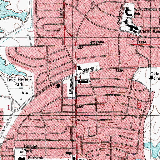 Topographic Map of The May and Grand Shoppes, OK