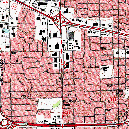 Topographic Map of Mayfair Village, OK