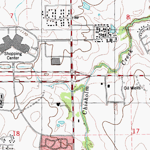 Topographic Map of Memorial Square, OK