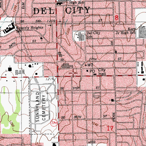 Topographic Map of Newey Shopping Center, OK