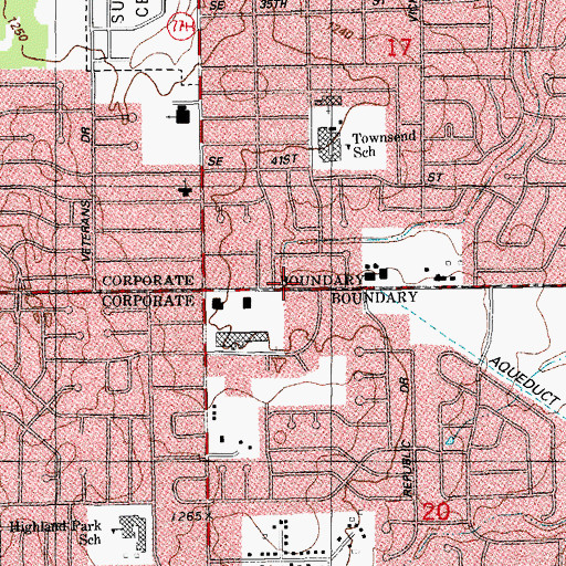Topographic Map of Oakcliff Shopping Center, OK