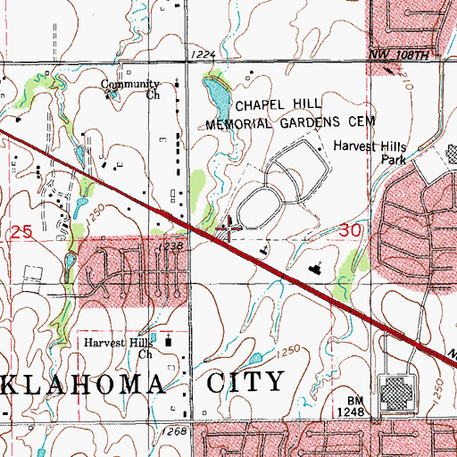 Topographic Map of Outlet Malls of America, OK