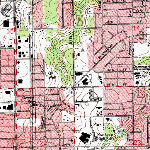 Topographic Map of Park Plaza, OK