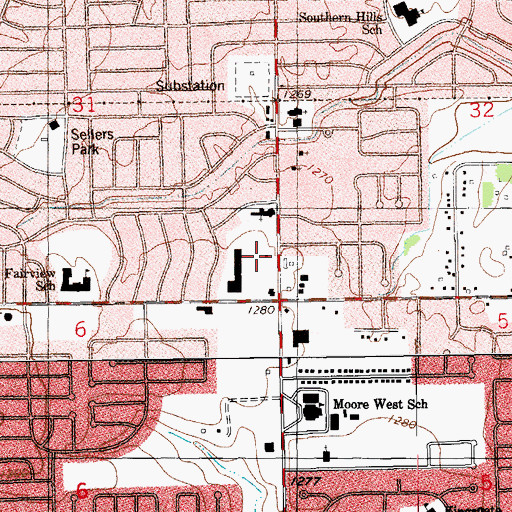 Topographic Map of Penn 89, OK