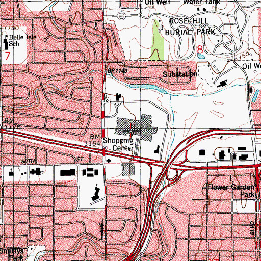 Topographic Map of Penn Square Mall, OK