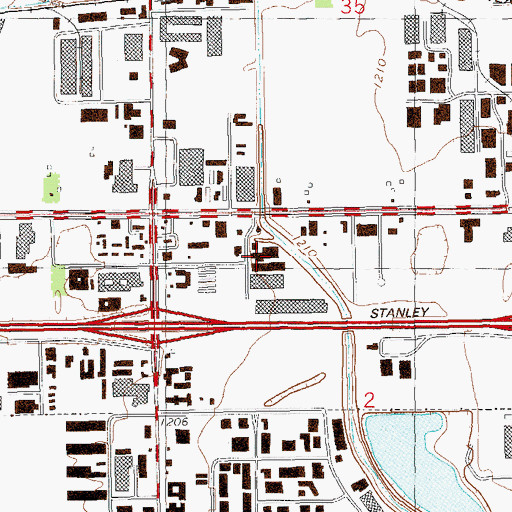 Topographic Map of Plaza 3 Warehouse, OK