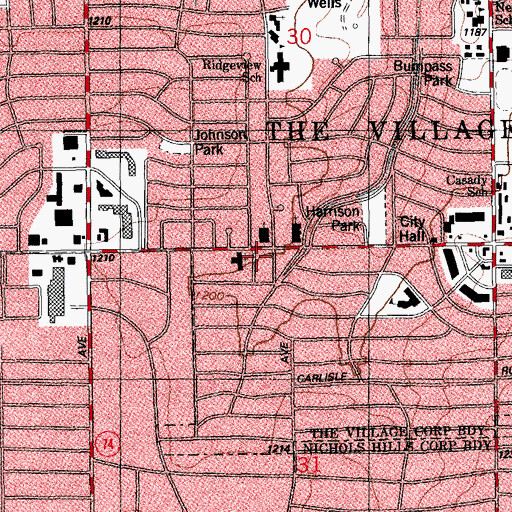 Topographic Map of Puddin Lane Shopping Center, OK