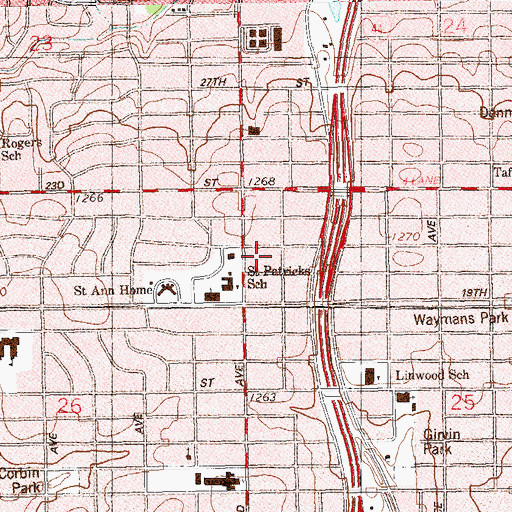 Topographic Map of Portland Square, OK