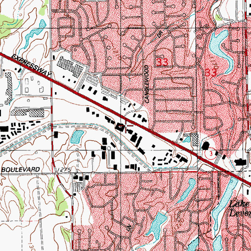 Topographic Map of Rock Center, OK