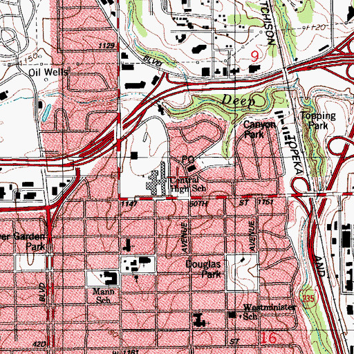 Topographic Map of Shartel Shopping Center, OK