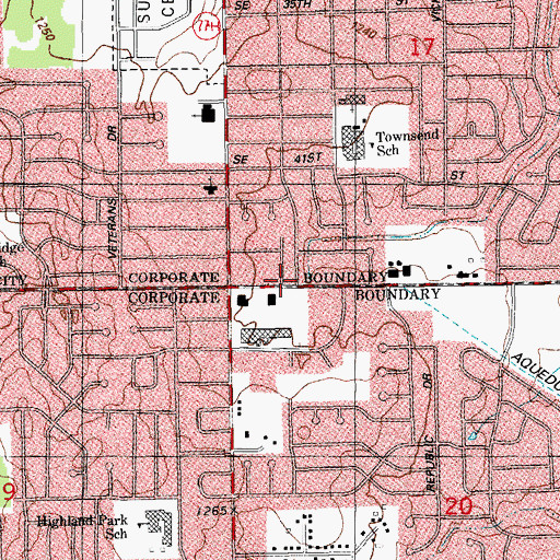 Topographic Map of Southeast Plaza, OK
