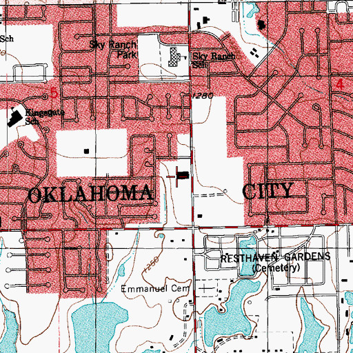 Topographic Map of Southwestern Plaza, OK