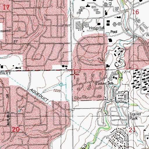Topographic Map of Sunnylane Shopping Center, OK