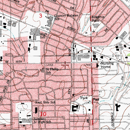 Topographic Map of Uptown Shopping Center, OK