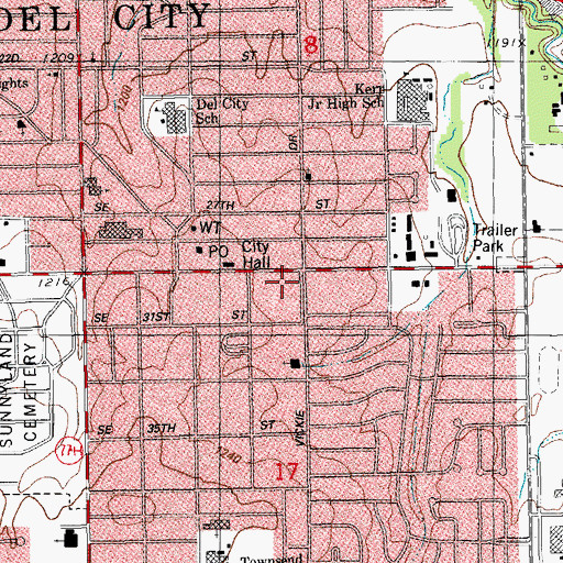 Topographic Map of The Village Shopping Center, OK