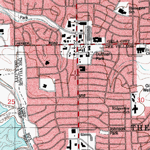 Topographic Map of Village Park North, OK