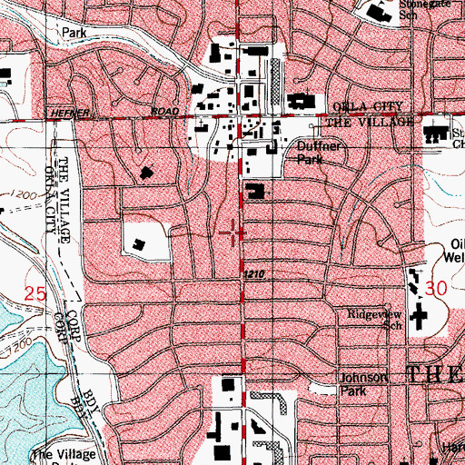 Topographic Map of Village Park Shopping Center, OK