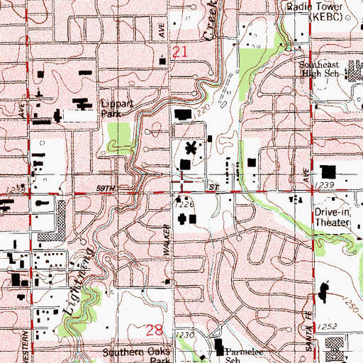 Topographic Map of Walker Square, OK