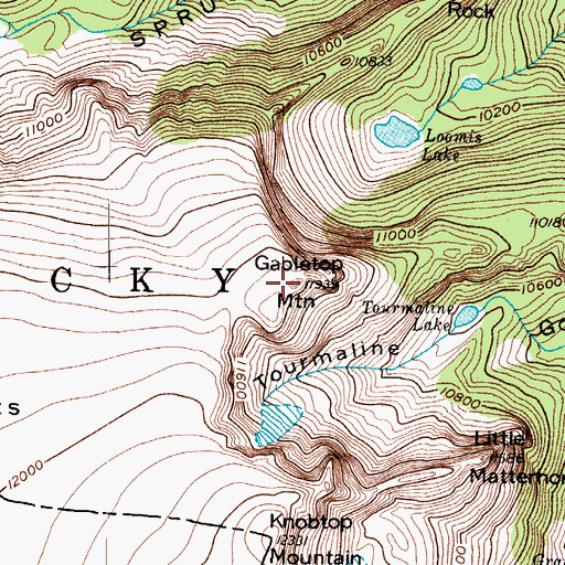 Topographic Map of Gabletop Mountain, CO