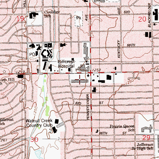 Topographic Map of Walnut Square, OK