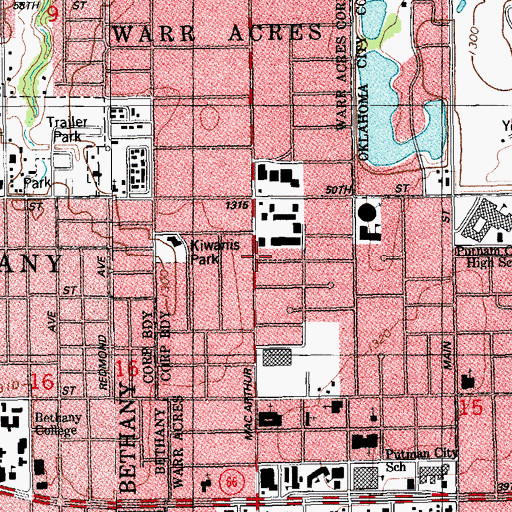 Topographic Map of Warr Acres Shopping Center, OK