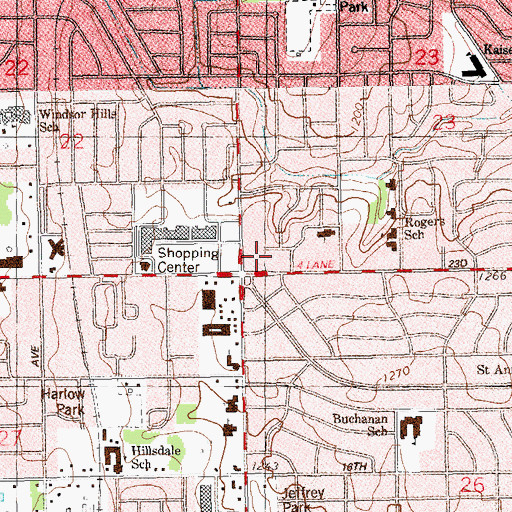Topographic Map of Windsor Park Shopping Center, OK