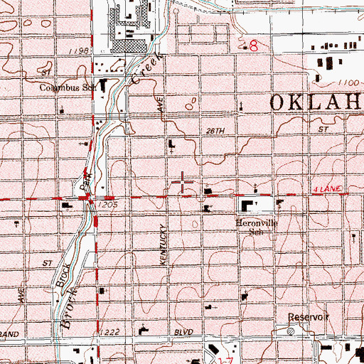 Topographic Map of 29th and Kentucky Shops, OK