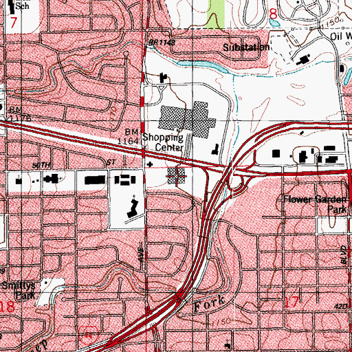 Topographic Map of 50 Penn Place, OK