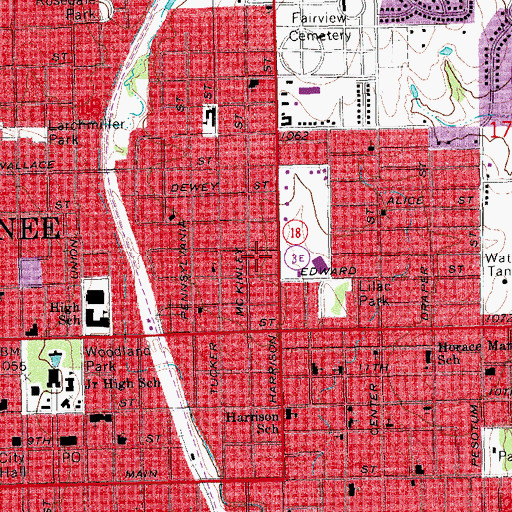 Topographic Map of Del Plaza Shopping Center, OK