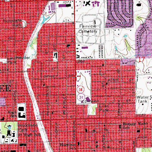 Topographic Map of KMART Shopping Center, OK