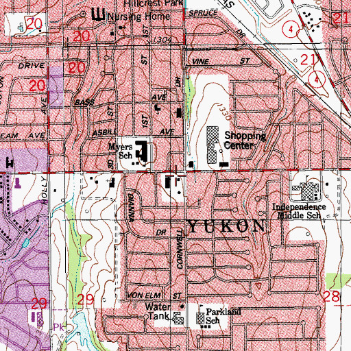 Topographic Map of Cornwell Plaza, OK