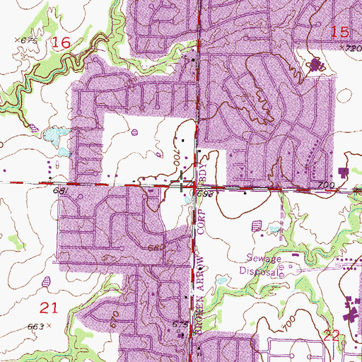 Topographic Map of Alps II Shopping Center, OK