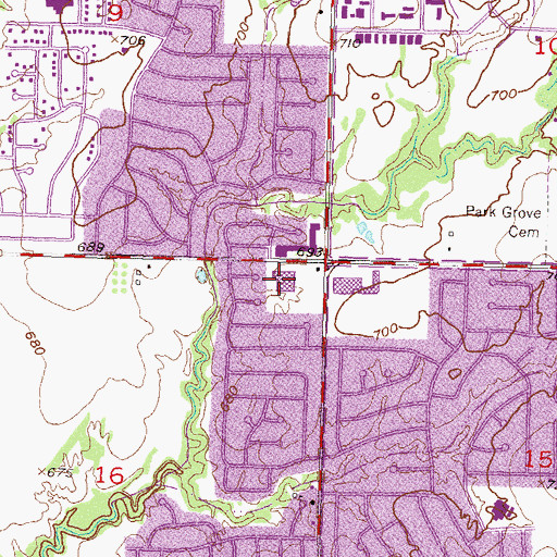 Topographic Map of Alps Shopping Center, OK