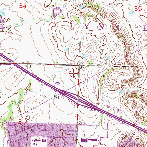 Topographic Map of Boardwalk Shopping Center, OK
