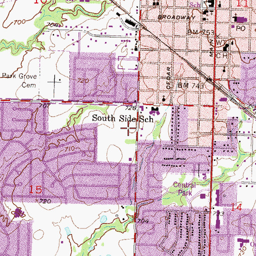 Topographic Map of Central Park Plaza, OK