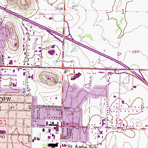 Topographic Map of County Line Shopping Center, OK