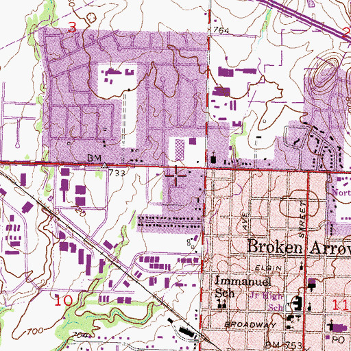 Topographic Map of Market Square, OK